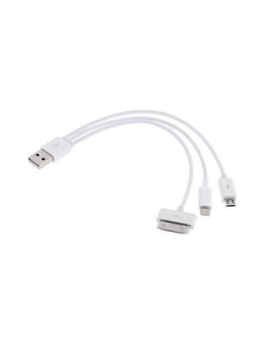 3-IN-1 MULTI USB CHARGING CABLE (MICRO USB, APPLE LIGHTNING & APPLE 30PIN)