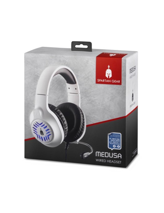 Spartan Gear - Medusa Wired Headset (compatible with PC, playstation 4, playstation 5, xboxone, xbox series x/s, switch) (color: White/Black)