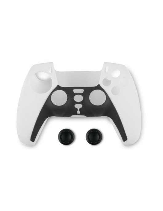 Spartan Gear - Controller Silicon Skin Cover and Thumb Grips (compatible with playstation 5) (colour: Black/White)