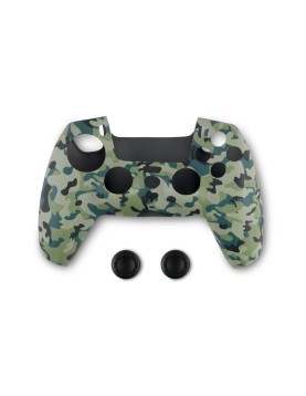 Spartan Gear - Controller Silicon Skin Cover and Thumb Grips (compatible with playstation 5) (colour: Green Camo)