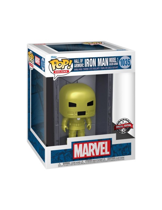 Funko Pop! Deluxe: Marvel Hall of Armor: Iron Man Model 1 Golden Armor (Mettalic) (PX Previews Exclusive) #1035 Bobble-Head Vinyl Figure