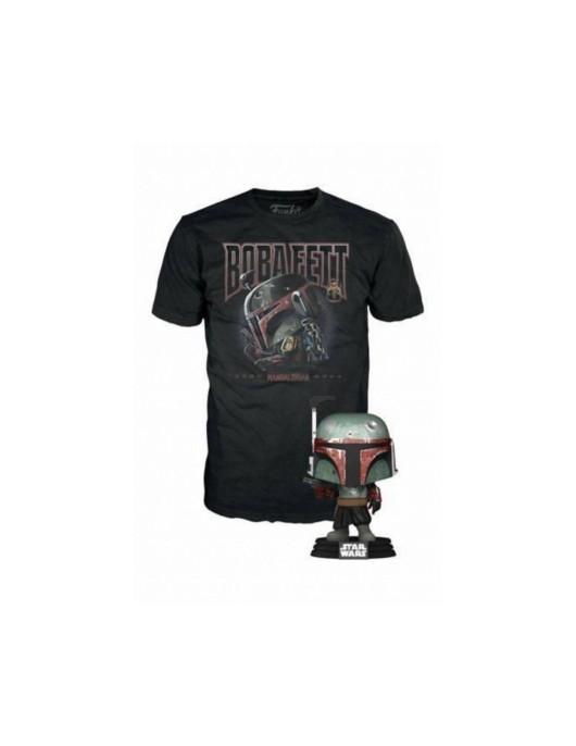 Funko Pop! & Tee (Adult): Disney Star Wars The Mandalorian - Boba Fett Bobble-Head Vinyl Figure and T-Shirt (M)