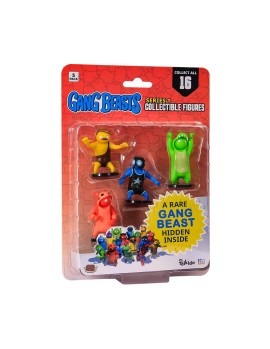 P.M.I. Gang Beasts Collectible Figures - 5 Pack -including 1 rare hidden character (S1) (Random) (GB2040)