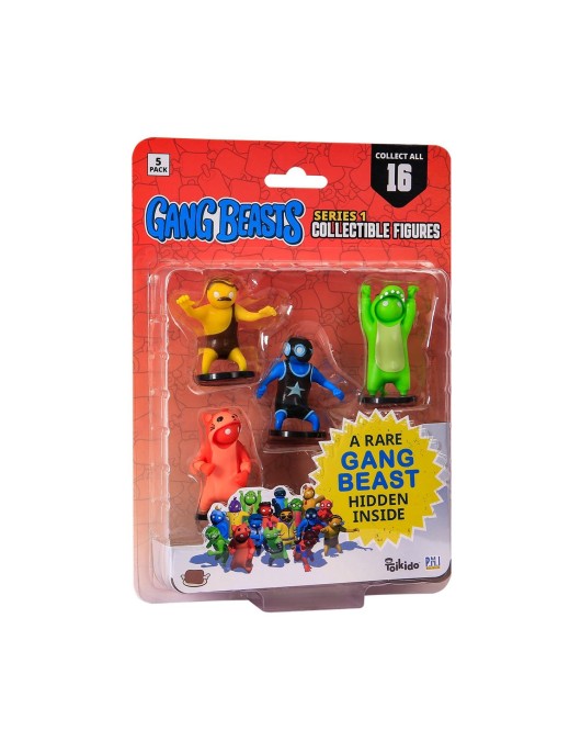 P.M.I. Gang Beasts Collectible Figures - 5 Pack -including 1 rare hidden character (S1) (Random) (GB2040)