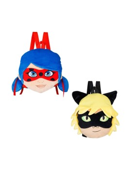 P.M.I. Miraculous Plush Backpacks 30cm (Random-2 characters to collect-Lady Bug/Black-Cat Noar) (MLB7008)