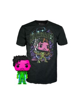 Funko Pop! &amp; Tee (Adult): Marvel What If...? - Infinity Killmonger (Blacklight) (Special Edition) Bobble-Head Vinyl Figure &amp; T-Shirt (XL)