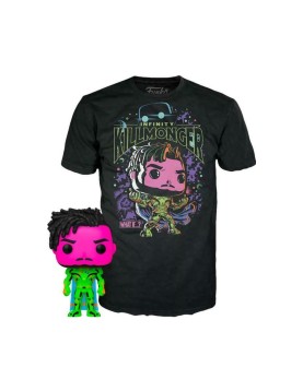 Funko Pop! &amp; Tee (Adult): Marvel What If...? - Infinity Killmonger (Blacklight) (Special Edition) Bobble-Head Vinyl Figure &amp; T-Shirt (XL)