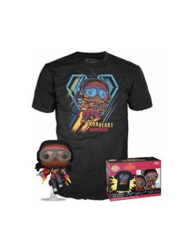 Funko Pop! &amp; Tee (Adult): Marvel Black Panther Wakanda Forever - Iron Heart Riri Williams (Glows in the Dark) Bobble-Head Vinyl Figure and T Shirt (S)