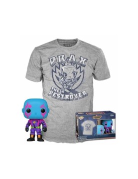 Funko Pop! &amp; Tee (Adult): Marvel Guardians of the Galaxy Volume 3 - Drax (Blacklight) (Special Edition) Vinyl Figure and T-Shirt (M)