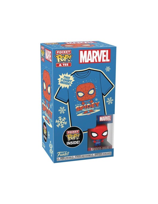 Funko Pocket Pop! & Tee (Child): Marvel - Holiday Spiderman Vinyl Figure & T-Shirt (S)