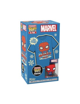 Funko Pocket Pop! &amp; Tee (Child): Marvel - Holiday Spiderman Vinyl Figure &amp; T-Shirt (M)