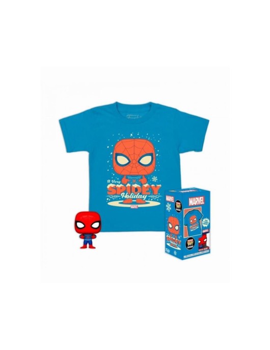 Funko Pocket Pop! & Tee (Child): Marvel - Holiday Spiderman Vinyl Figure & T-Shirt (XL)