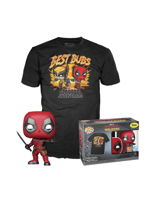 Funko Pop! & Tees (Adult): Deadpool & Wolverine - Deadpool & Wolverine Best Bubs Bobble-Head Vinyl Figure and T-Shirt (XL)