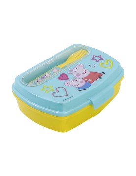 Stor: Peppa Pig Core 2022 - Funny Sandwich Box With Cutlery (13909)