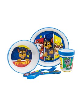 Stor: Paw Patrol - Pup 5 Pcs Non Slip Bicolor Premium Set (Plate Bowl Tumbler 260 Ml &amp; Cutlery) (260ml) (74681)