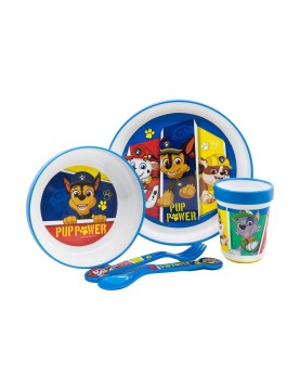 Stor: Paw Patrol - Pup 5 Pcs Non Slip Bicolor Premium Set (Plate Bowl Tumbler 260 Ml &amp; Cutlery) (260ml) (74681)