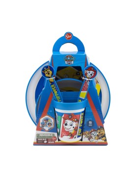 Stor: Paw Patrol - Pup 5 Pcs Non Slip Bicolor Premium Set (Plate Bowl Tumbler 260 Ml &amp; Cutlery) (260ml) (74681)