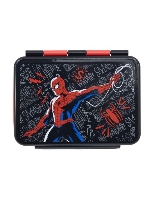 Stor: Marvel: Spiderman Black Board - Stainless Steel Clamp Rectangular Sandwich Box (1100ml) (74756)