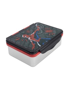 Stor: Marvel: Spiderman Black Board - Stainless Steel Clamp Rectangular Sandwich Box (1100ml) (74756)