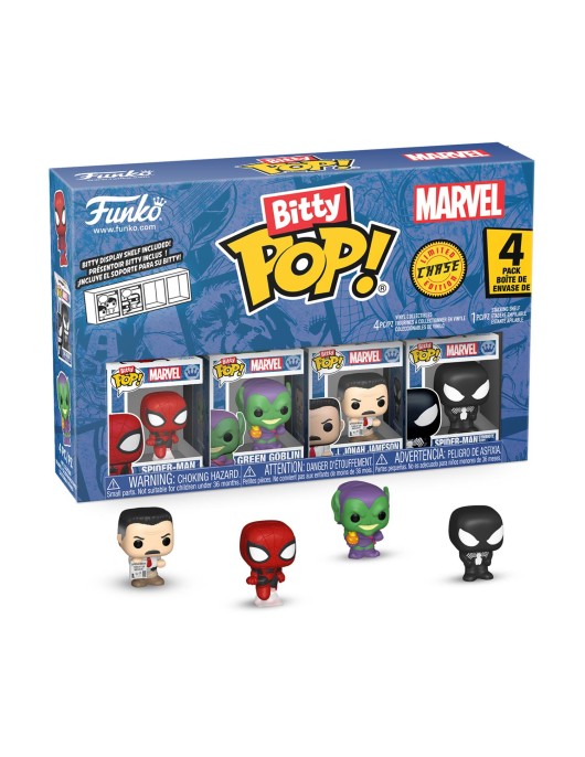 Funko Bitty Pop! 4-Pack: Spider-Man - Spider-Man, Green Goblin, J. Jonah Jameson, Spiderman Symbiote Suit Vinyl Figures