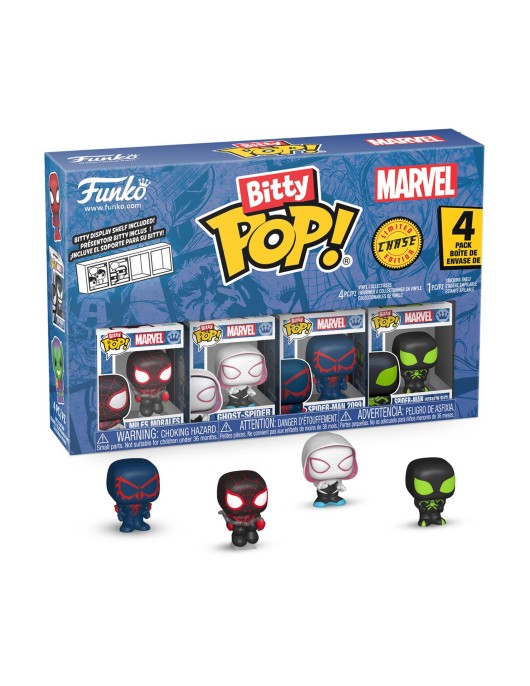 Funko Bitty Pop! 4-Pack: Spider-Man - Miles Morales, Ghost-Spider, Spider-Man 2099, Spider-Man Stealth Suit Vinyl Figures