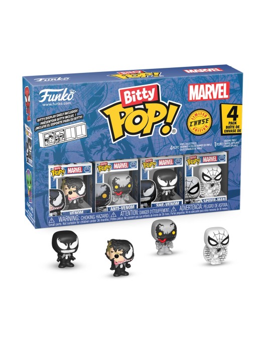 Funko Bitty Pop! 4-Pack: Spider-Man - Venom, Anti-Venom, She-Venom, Spider-Man Vinyl Figures