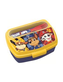 Stor: Paw Patrol Boy Rescue Pups - Funny Sandwich Box With Cutlery (81609)