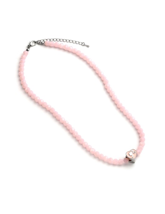 Carat Shop Barbie - Pink Bead Necklace with Heart Shaped Bead Charm (BMN00006)