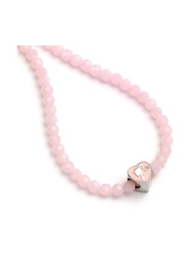 Carat Shop Barbie - Pink Bead Necklace with Heart Shaped Bead Charm (BMN00006)