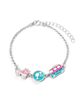 Carat Shop Barbie - Charm Bracelet with Three Enamelled Fun Charms - Silhouette, Skate, &amp; Camper Van (BMCB0009)
