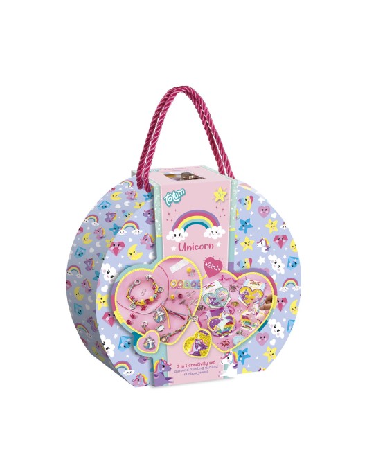 Totum: Unicorn - 2 In 1 Creativity Set Diamond Painting & Garland Rainbow Jewels (TT071506)