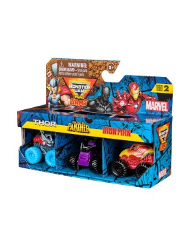 Spin Master Marvel Monster Jam: Mini Jams - Thor / Black Panther / Iron Man 3 Pack Bundle (20149559)