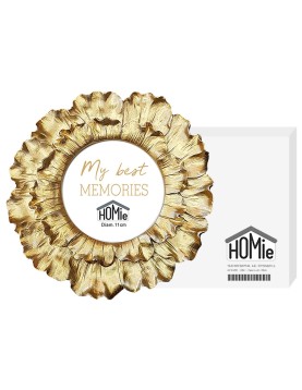 Κορνίζα Polyresin Στρογγυλή Χρυσή φ11cm ø11cm Homie 321905