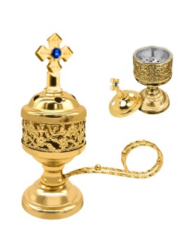 Θυμιατό Λιβανιστήρι Εκκλησιαστικό Μεταλλικό Χρυσό 14x ø5,5cm Homie 322030