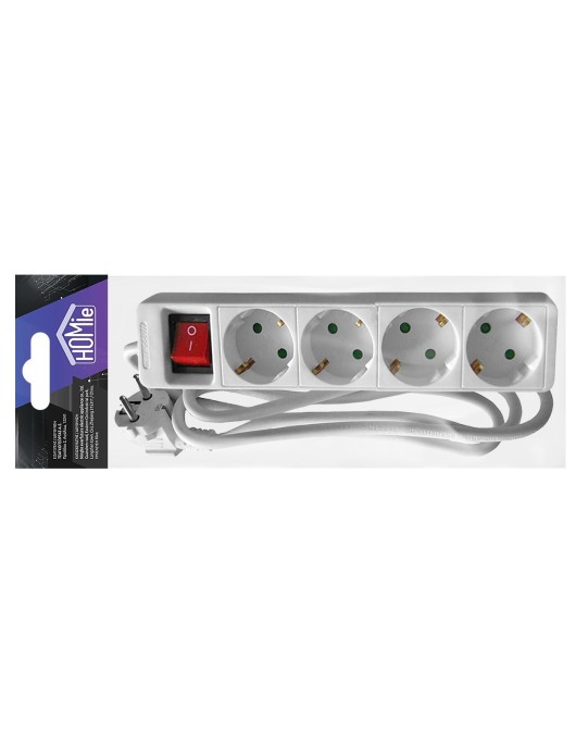 Πολύπριζο 4 Θέσεων με Διακόπτη Λευκό 1,5m (3x1.5mm2) Homie 32403