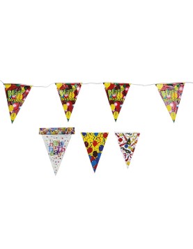 Σημαιάκια Πάρτυ-Γενεθλίων σετ=10 Σημαίες 30x20cm X2,3m Homie 3731