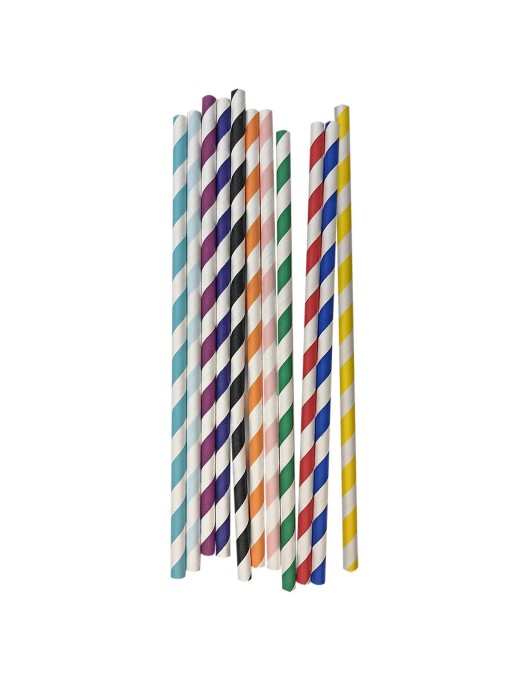 Καλαμάκια Χάρτινα Ριγέ 10τεμ 20cm Homie 3765