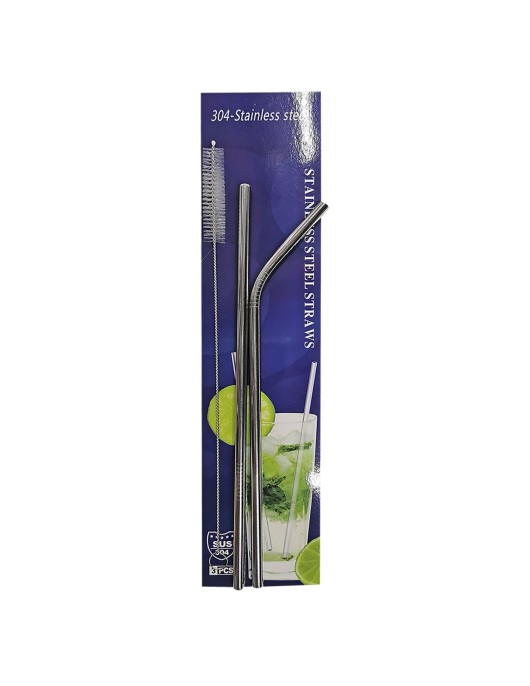 Σετ Καλαμάκια Inox & Βέργα Καθαρισμού 3τεμ 22 & 21 cm Homie 3775