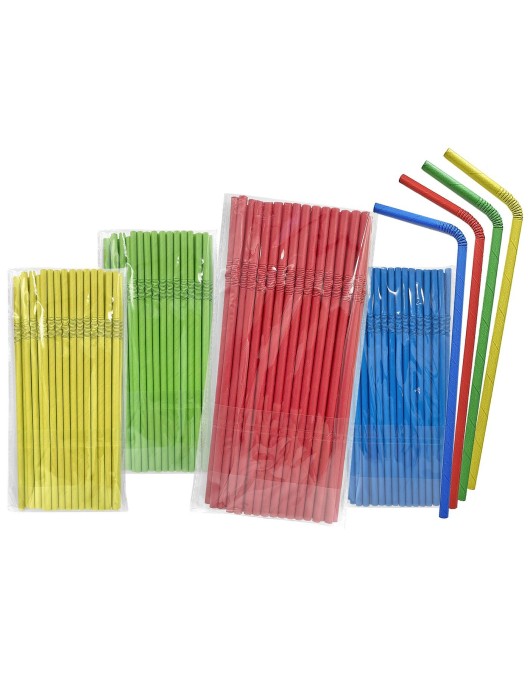 Καλαμάκια Χάρτινα Χρωματιστά Σπαστά 40τεμ 24cm Homie 3781