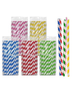 Καλαμάκια Χάρτινα Ριγέ πακ=25 τεμ 20x0,6cm Homie 3792