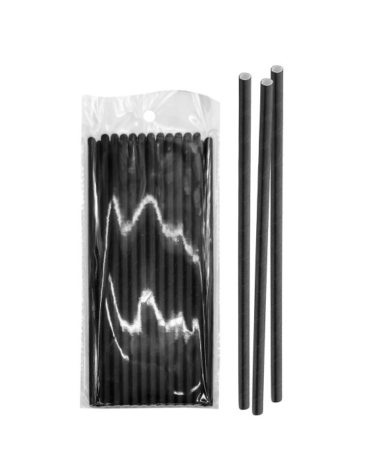 Καλαμάκια Χάρτινα Μαύρα πακ=25 τεμ 20x0,6cm Homie 3793