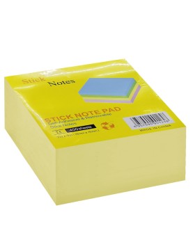 Χαρτάκια Αυτοκόλλητα Κύβου Κίτρινα πακ=400φ 7,6x7,6cm JustNote 38525
