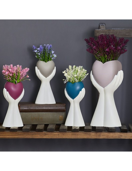 Διακοσμητική Γλάστρα σε Παλάμη με Άνθη 25x10cm Homie 423007