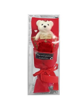 Ανθοδέσμη με Αρκούδο &amp; Τριαντάφυλλο σε Κουτί 25x10x6cm Homie 423074