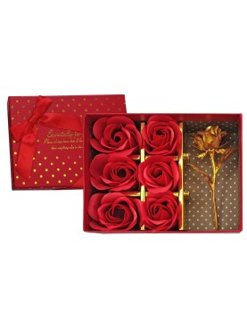 Κουτί με 6 Τριαντάφυλλα &amp; 1 Χρυσό 15x11,5x4,5cm Homie 423076