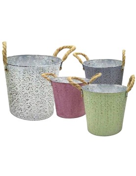 Γλαστράκι-Κασπώ Μεταλλικό Σχέδιο Μαργαρίτες ø18x17cm Homie 423088