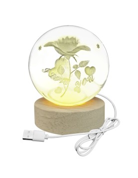 Μπάλα Γυάλινη I Love you με Βάση 6 Led ø8cm Homie 423113