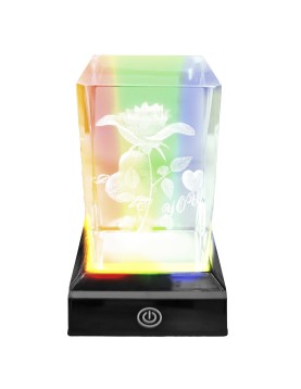 Κρύσταλλος Τριαντάφυλλο Love σε Βάση RGB 10,5x6,5x6,5cm Homie 423115