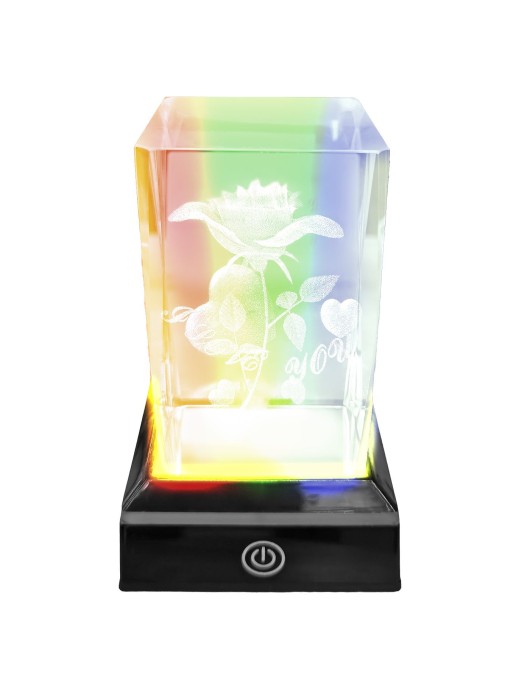 Κρύσταλλος Τριαντάφυλλο Love σε Βάση RGB 10,5x6,5x6,5cm Homie 423115