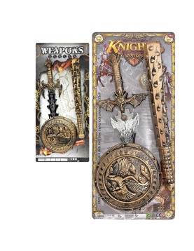 Σετ Ιππότη με Ρόπαλο, Ασπίδα, Σπαθί 56x25cm Carnavalista 232018